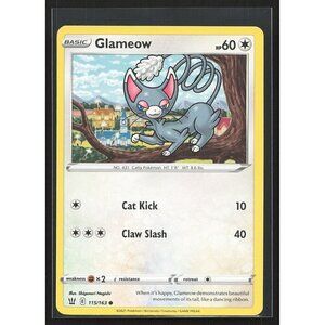 Glameow 115/163 Pokemon Battle  Styles Colorless Common Nintendo TCG 2021 LP